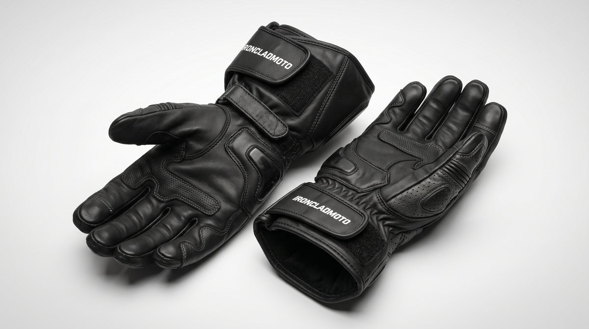 IroncladMoto Operative Black Leather Gloves