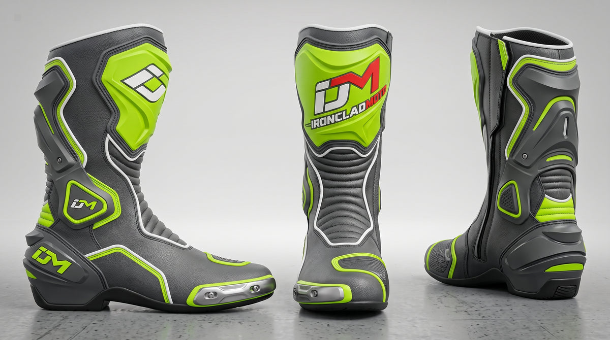 IroncladMoto Cyber-Lime Track Boots